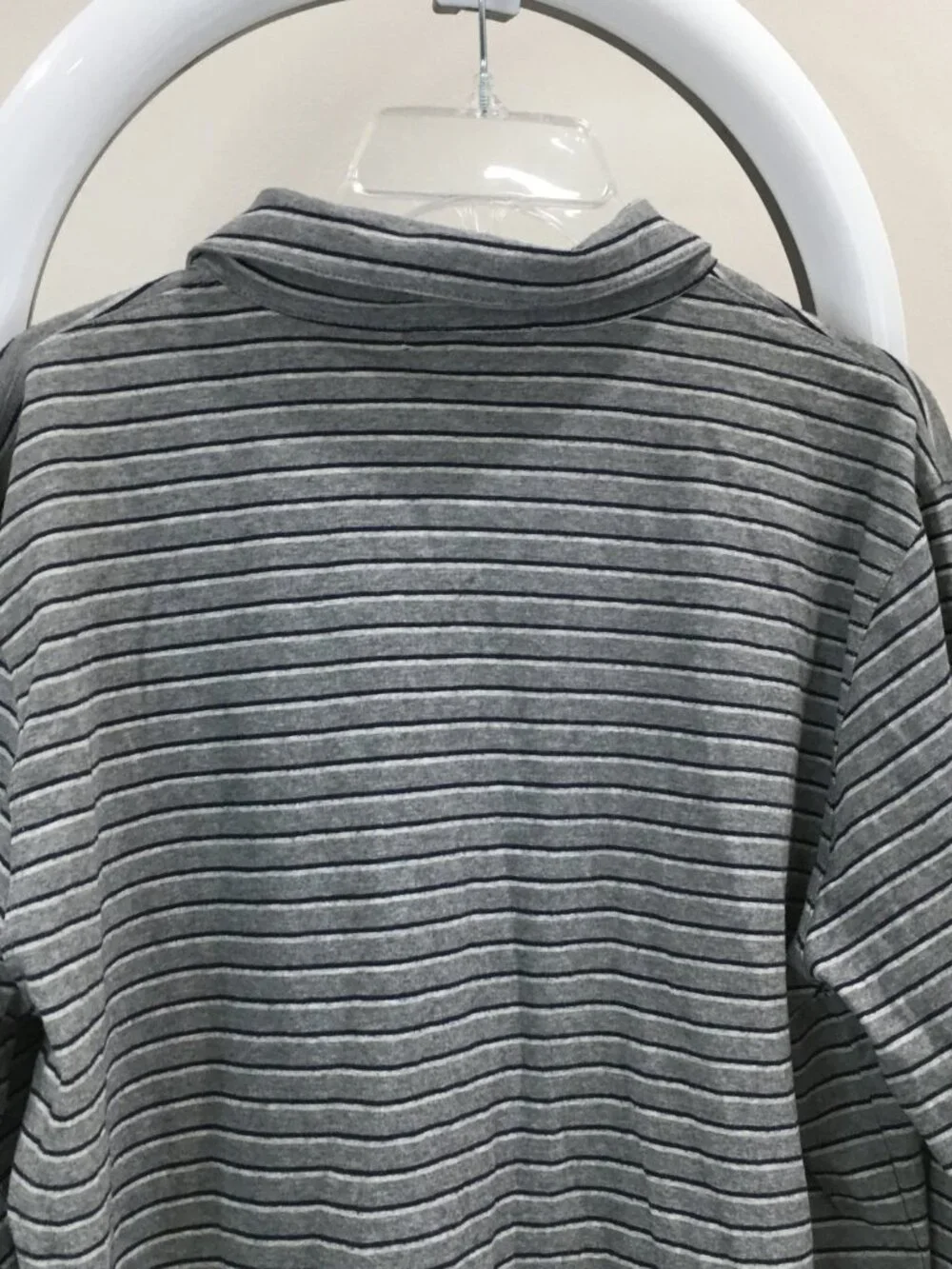 NWT BANANA REPUBLIC Navy Gray Striped Collared Long Sleeve Shirt